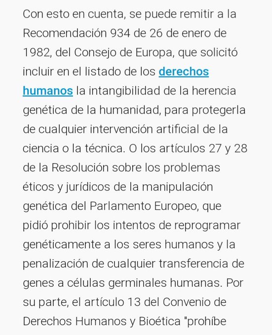 Consejo de Europa proh&iacute;be alteraciones gen&eacute;ticas desde 1982. Lo que significa, que vacunas contra covid<a href="/tag/coronatimo"class="tags"><span>#coronatimo</span></a>