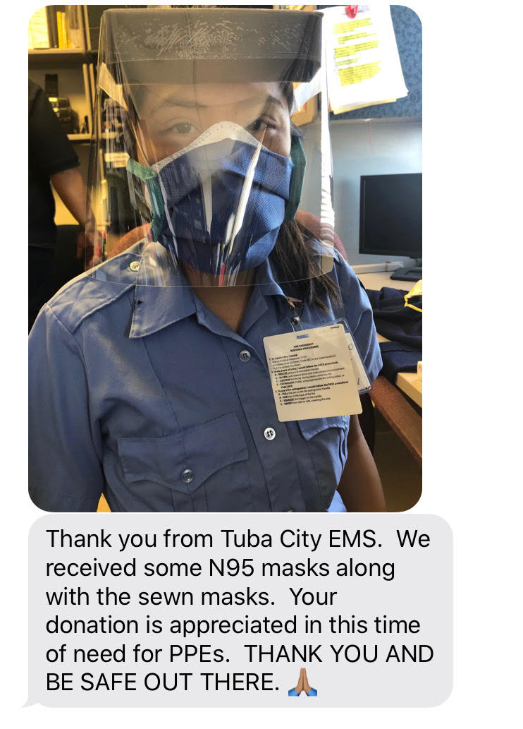 Uacomp_CSSC's tweet photo. Our 4th flight delivered #n95masks to Navajo &amp; Hopi Nations! Thank you @guardian_air for hand delivering this critical #PPE! 2nd photo is a text received 1 day after PPE was delivered &amp; it was already being by #FrontLineHeroes.  This is the reason we do this! https://t.co/kNO7ilBJBy