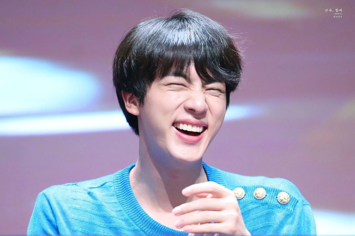 a thread of kim seokjin smiling but his smile gets bigger as you keep scrolling 