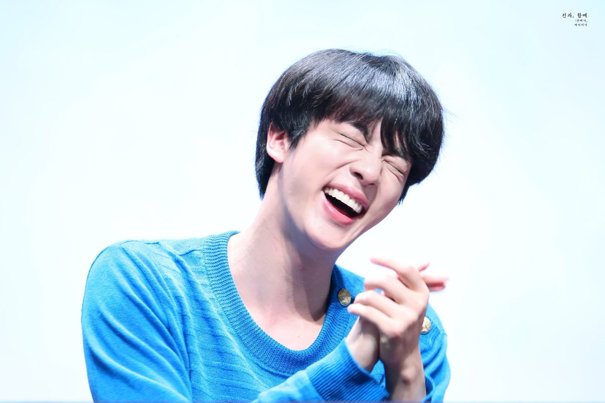 a thread of kim seokjin smiling but his smile gets bigger as you keep scrolling 