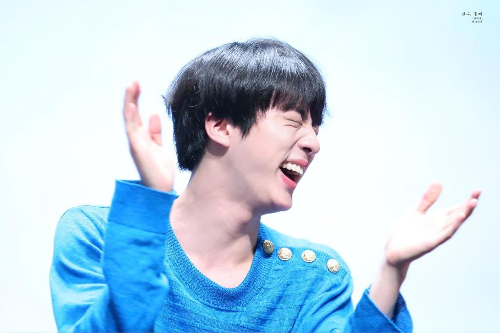 a thread of kim seokjin smiling but his smile gets bigger as you keep scrolling 