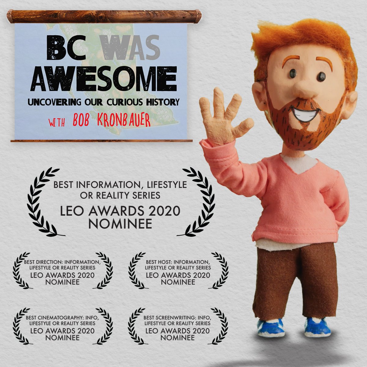 BobKronbauer's tweet photo. Holy moly, this is incredible! Our team has been nominated for five 2020 @leoawards for our history show, BC Was Awesome. Watch all 30 episodes for free at https://t.co/7eCO0ChW9z, and wish us luck! We've had a few nominations over the years but haven't taken home any awards. ❤️ https://t.co/UAAp72c6RJ