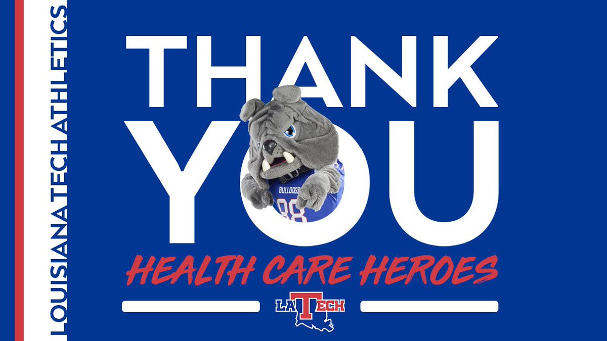 LATechSports's tweet photo. We are proud to support health care workers across the state of Louisiana and the country. Thank you for your commitment to the community and all of your hard work and dedication #19Thanks https://t.co/FRoADLWmpa