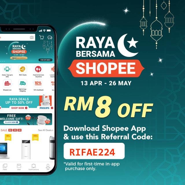 RElfsparkyu's tweet photo. Use my referral code RIFAE224 to get Diskon RM8.00 off your first purchase! Download Shopee now to enjoy free shipping and lowest price guaranteed deals! https://t.co/SPGsR722O6 https://t.co/pzIYFcmXkQ