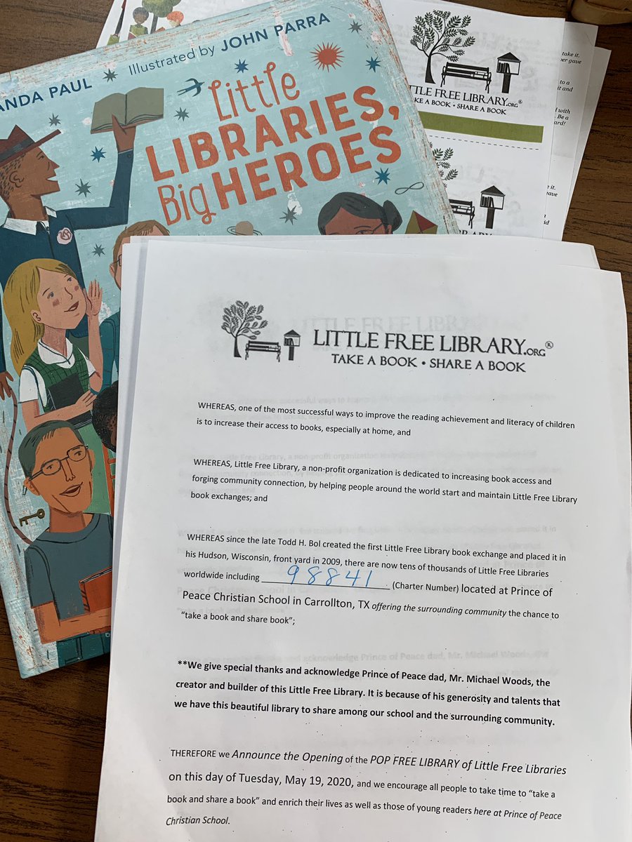 Little Free Library going in to place today! Thank you Mr. Woods for building this amazing little library!! @POPCSLeadership <a href="/popcseagles/">Prince of Peace</a> #BookBuddies #LFL #LetsRead