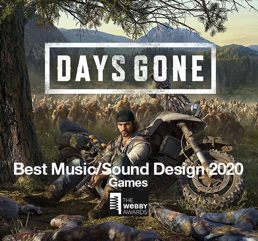 BendStudio's tweet photo. A big shout out to @DeakinSound, @nathanwhitehead, and the rest of our Music/Sound Teams for our #WebbyAwards win for "Game - Best Music/Sound Design 2020" for #DaysGone! #WebbyAwards2020 https://t.co/PZtxIvaFQN
