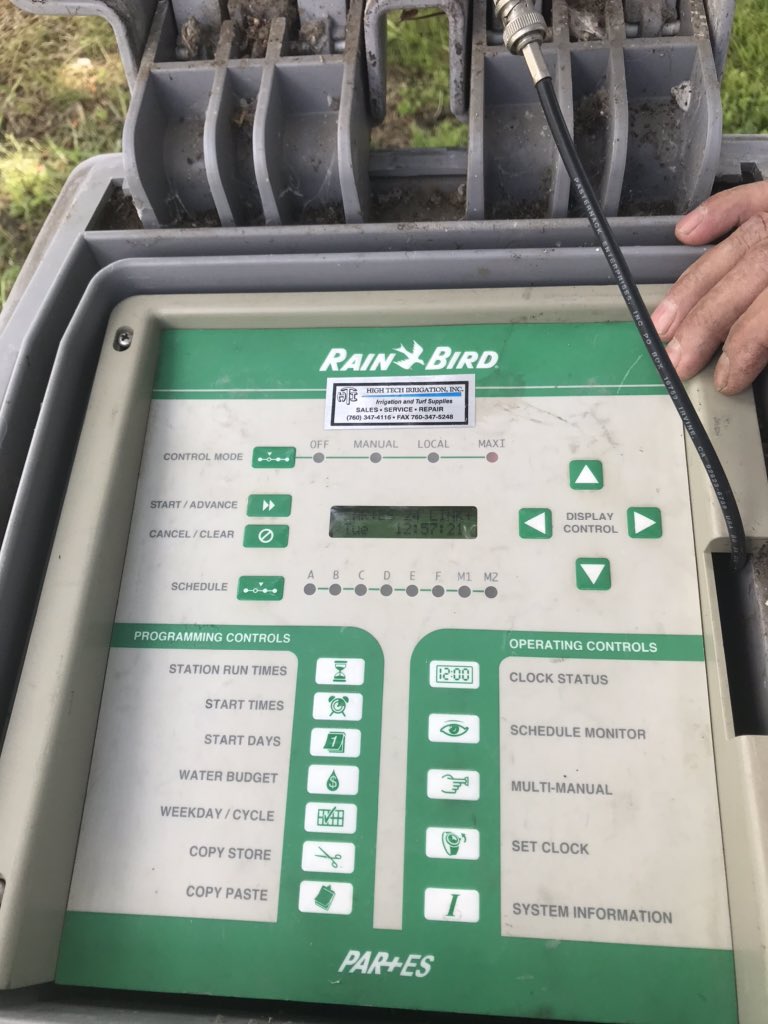 SRGCMVentura's tweet photo. Good day out in the field today replacing a MIM and troubleshooting a few Link controllers! Leaving behind a loaner faceplate until the board exchange arrives. #RBControllers #HighTechIrrigation https://t.co/97WPWT334E