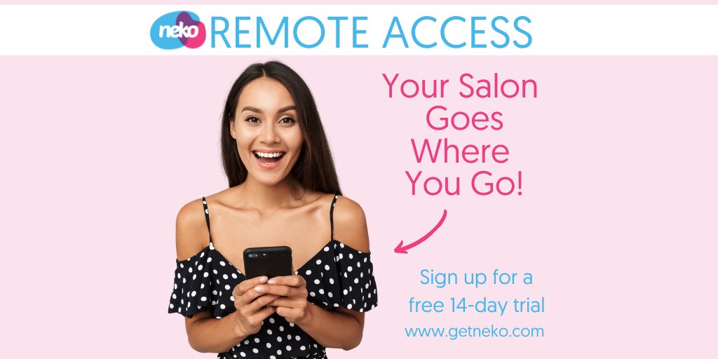 getnekosoftware's tweet image. Access your Salon business from any device, at any time of the day or night! Business is better with Neko. 
Sign up for a free 14-day trial @ 
getneko.com/free-trial/
#salons #salonsoftware #nekosalonsoftware #hairsalons #beautysalons #spaowners #hairstylists
