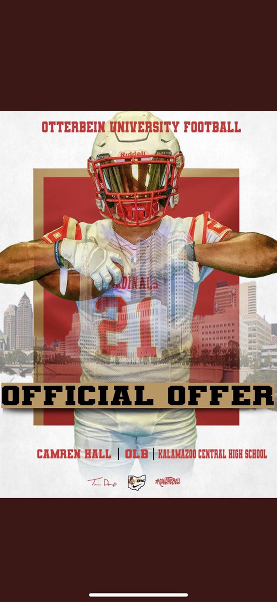 CamrenHall5's tweet photo. Blessed to receive my second Official offer from Otterbein University🙏🏽🤍❤️!!#GodIs @CarltonBrewster  @CoachDanDamico @Otterbein_FB @TheD_Zone https://t.co/srolTcc96J