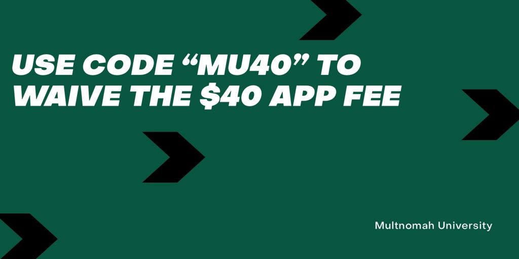 multnomahu's tweet photo. You may be experiencing financial difficulties during this time, and we don't want that to prevent you from starting at Multnomah. Use promo code MU40 when you apply, and we will waive the $40 application fee!

Apply here: https://t.co/2AsRbYooEj

#highered #apply #multnomahu https://t.co/5HFdix5kag