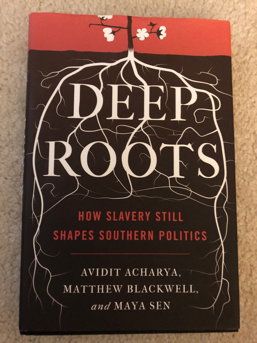 In Deep Roots,  @maya_sen and her colleagues have written an extraordinary book on slavery's lasting political impacts. I don't know if we can read the whole book but I would love to fit portions of the book into our class.