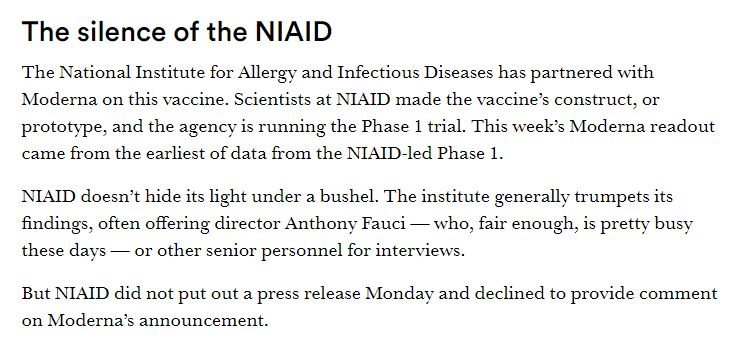 The Dog That Didn't BarkHere's the give-away that maybe Moderna is overselling its Phase 1 readout of the Covid-19 vaccine trial. @ScottAdamsSays