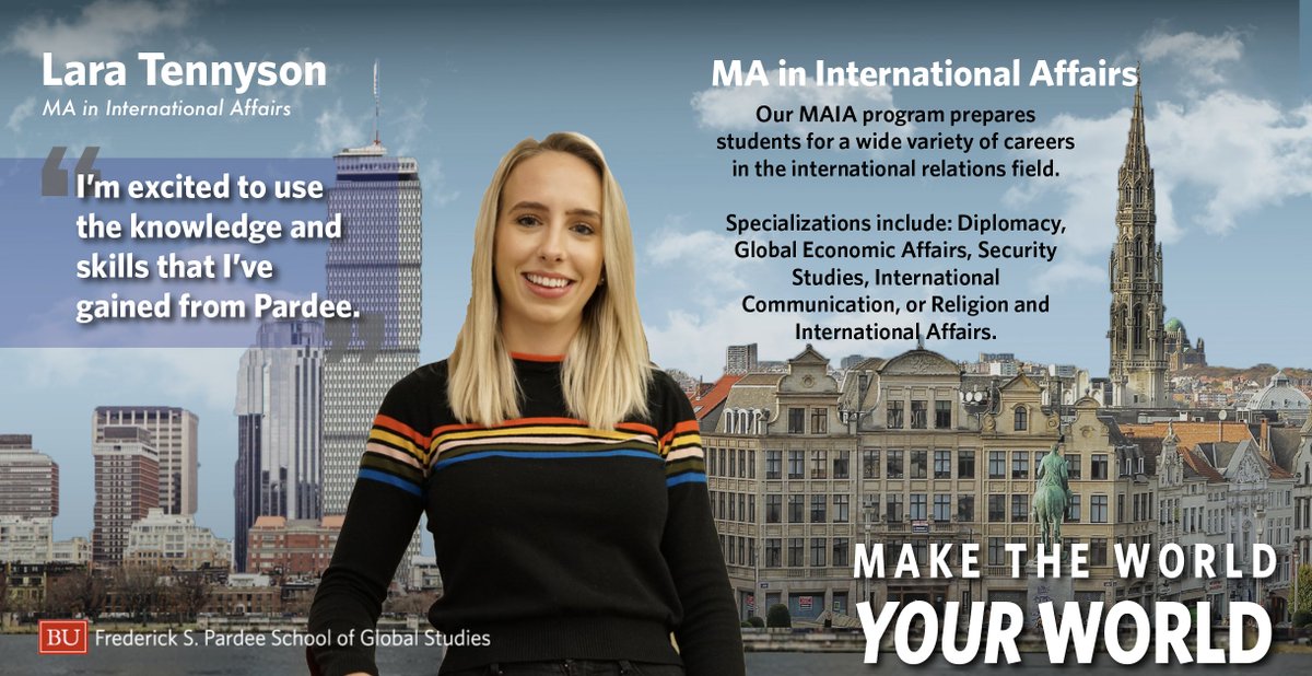 BUPardeeSchool's tweet photo. #DegreeSpotlight the Pardee School allows you to “Make the World Your World” w/ our highly-interdisciplinary academic curriculum balanced w/ professional development opportunities along w/ diverse student body representing countries across the globe. https://t.co/CCP7z6TiBz https://t.co/zcWR793AkQ