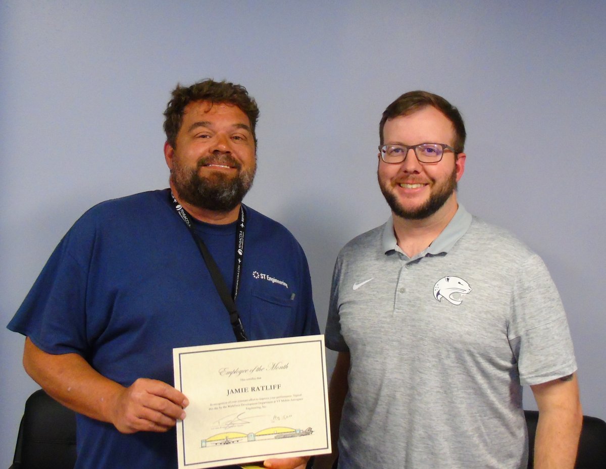 MobileAerospace's tweet photo. It's easy to get lost in the commotion, but it's important to remember who is getting the job done.

Congratulations to our May Employees of the Month!
Jamie Ratliff and Nina Ragan

#stengineering #employeeofthemonth #landingjobs https://t.co/BMePwT7REu