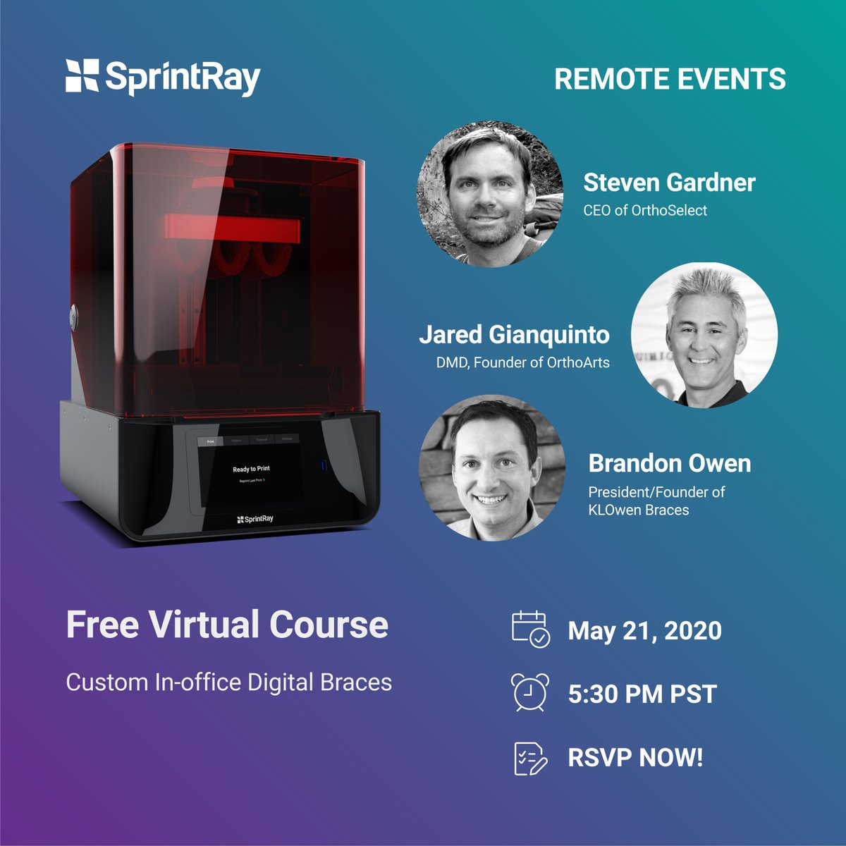 BracesKl's tweet photo. Don't miss our upcoming webinar this Thursday! Learn all about how 3D printers allow #orthodontists to create digital custom #braces in-house. Register here: https://t.co/AWC21RvwxL https://t.co/yKk6JkyhPU