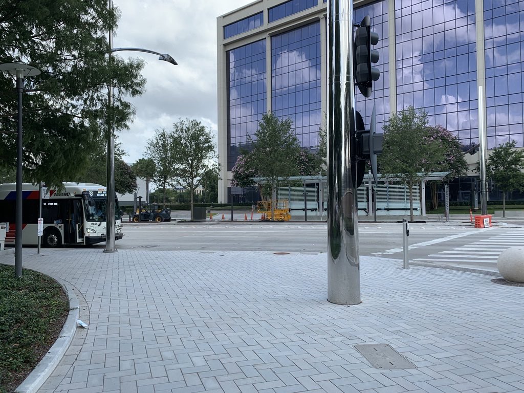 The lanes are part of a total street reconstruction that also includes better sidewalks, crosswalks, pedestrian scale lighting, and landscaping.  https://theboulevardproject.com  (aerial tour here:  https://www.ridemetro.org/pages/METRORapid-Silver-Line-Uptown-Houston.aspx)