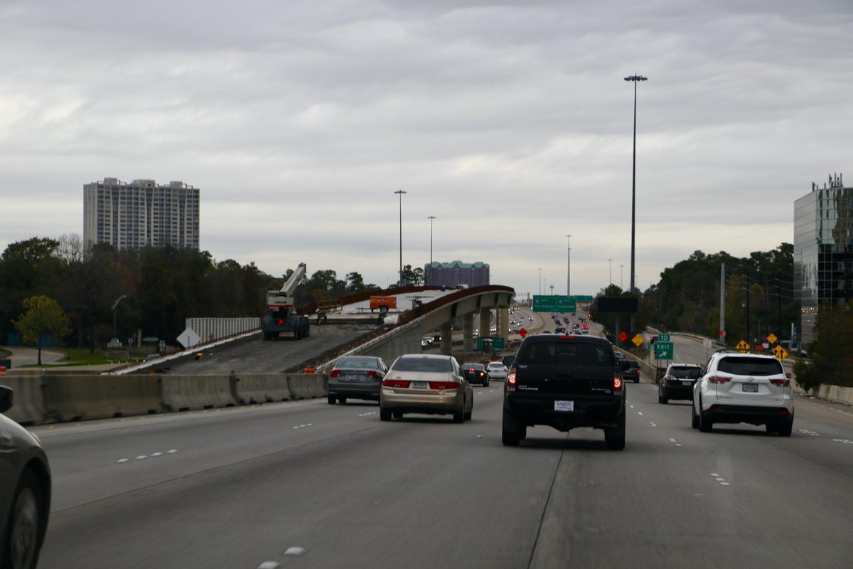 This is Houston's most congested freeway, so the buses will save a lot of time by speeding over the traffic.