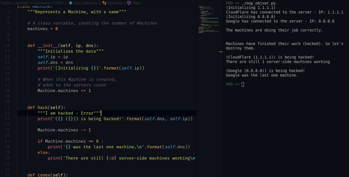 sagudelo1200's tweet image. Testing the concepts of classes and objects in #python :)

#pythoniscool #programmig #code #OOP #POO
