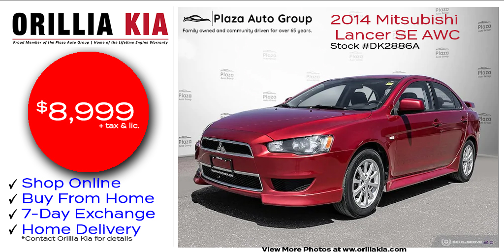 orilliakia's tweet image. Look at this 2014 Mitsubishi Lancer SE AWC! Visit us in person or buy from home with a 7-day exchange! Our showroom is now open to the public. 
@orilliakia @PlazaAutos #mitsubishi #lancer #sedan #usedcars #orillia  #lifetimeenginewarranty #plazaautogroup
orilliakia.com/used/Mitsubish…