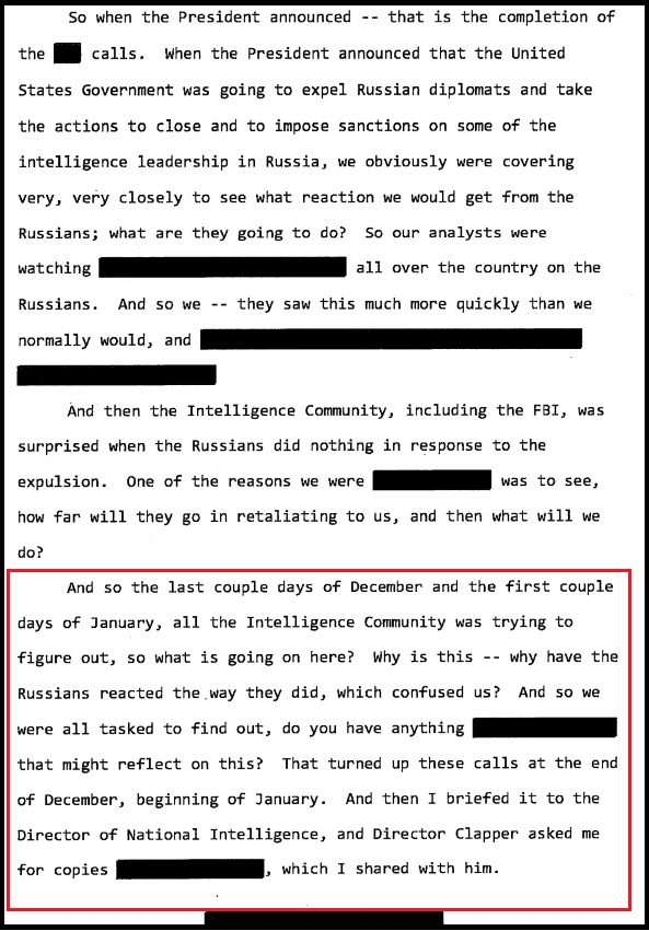 2) The direct implication of "thus far" is FBI intercepting communication. We know Clapper briefed Obama from the "intelligence cuts" provided by Comey.