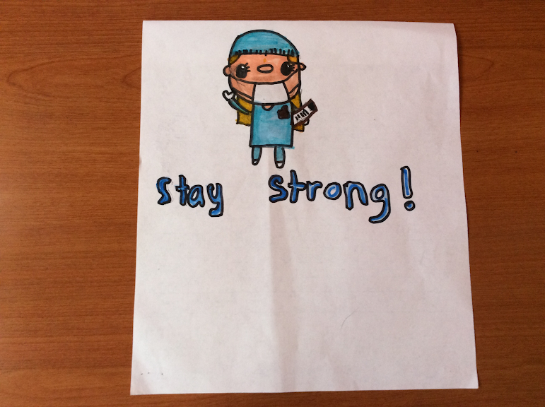 Ms_Daley24's tweet photo. During our Google Meets session today, students in 2-234 participated in an art activity showing their support for all the nurses and doctors! We ❤️you and THANK you! #proudteacher #FrontLineHeroes #TeachFromHome @PS72X @mcolonps72 https://t.co/7vVQUF7c1R