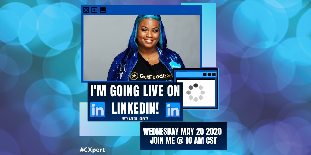 SaaSy_Sistah's tweet photo. Hey @salesforce #Ohana I will be going live on @LinkedIn Wed 5/20 10am CST Join me and a special guest as we talk about Customer Experience #CX in the Salesforce Ecosystem. Who will be our FIRST #CXpert? Pls retweet! @getfeedback @SurveyMonkey https://t.co/els7rCpbq9 https://t.co/vKz6QrTJn3