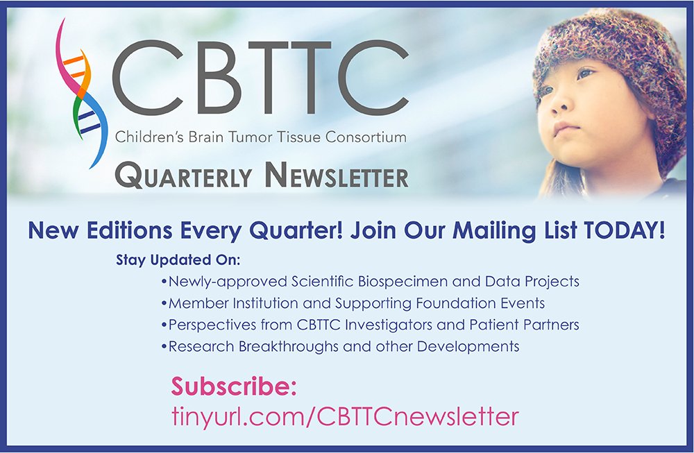 #CBTTC continues working w/ investigators &amp; communities to move childhood brain tumor research forward. We're sharing exciting updates in the #BrainTumorAwarenessMonth edition of our Newsletter, launching next week! Join our mailing list NOW!
buff.ly/2WPQEd7
#WeWontStop