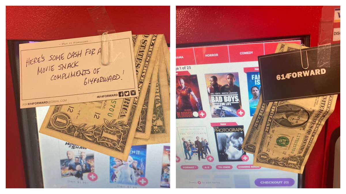 614Forward's tweet image. Staying in? Grab a movie. The snacks are on us. #redbox #payitforward #614forward