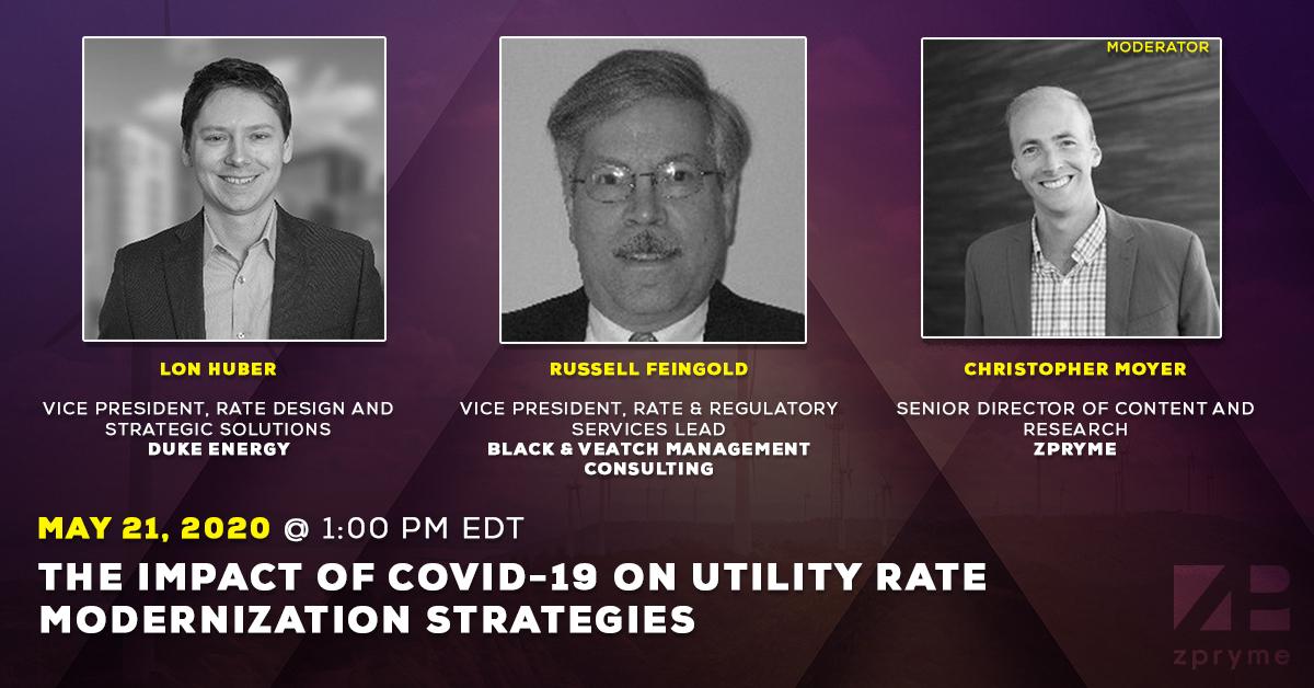 BVSII's tweet photo. Join @zpryme_research, @Black_Veatch, & @DukeEnergy in the #webinar - The Impact of #COVID19 on #Utility Rate Modernization Strategies - this Thurs 5/21 1PM EDT. @_Solar_News has more on performance-based #ratemaking, #greentariffs, & time of use rates: https://t.co/k7LNJqlquO https://t.co/WZutqbgGaY