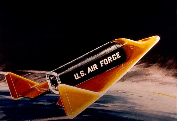 Short for "Dynamic Soaring," the X-20 was meant to be a research vehicle to explore controlled atmospheric reentry, as a stepping stone to other potential military missions in space, like reconnaissance or weapons delivery.