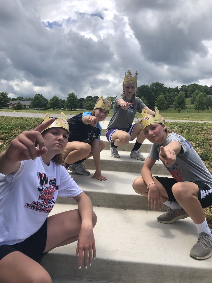 CoachCallieCook's tweet photo. @BurgerKing : “Good morning, may I take your order?” 

“10 crowns for 10 Home Court Champs please”

Practice attire 👑 https://t.co/t1wW9U4QJz