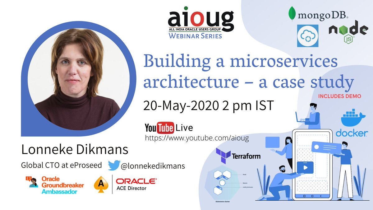 All India Oracle Users Group (AIOUG) (@aioug) on Twitter photo Non-registered individuals can watch the webinar session via AIOUG YouTube live channel. <a href="/lonnekedikmans/">Lonneke Dikmans</a>. youtube.com/aioug
<a href="/Oracle/">Oracle</a> <a href="/OracleDatabase/">Oracle Database</a> <a href="/OracleCloud/">Oracle Cloud</a> <a href="/OracleDevs/">Oracle Developers</a> <a href="/oracleace/">Oracle ACE Program</a> <a href="/groundbreakers/">groundbreakers</a> <a href="/oracleugs/">Oracle User Groups</a> #oraclecloud #oracleusers #oraclecustomers #autonomous Non-registered individuals can watch the webinar session via AIOUG YouTube live channel. <a href="/lonnekedikmans/">Lonneke Dikmans</a>. youtube.com/aioug
<a href="/Oracle/">Oracle</a> <a href="/OracleDatabase/">Oracle Database</a> <a href="/OracleCloud/">Oracle Cloud</a> <a href="/OracleDevs/">Oracle Developers</a> <a href="/oracleace/">Oracle ACE Program</a> <a href="/groundbreakers/">groundbreakers</a> <a href="/oracleugs/">Oracle User Groups</a> #oraclecloud #oracleusers #oraclecustomers #autonomous