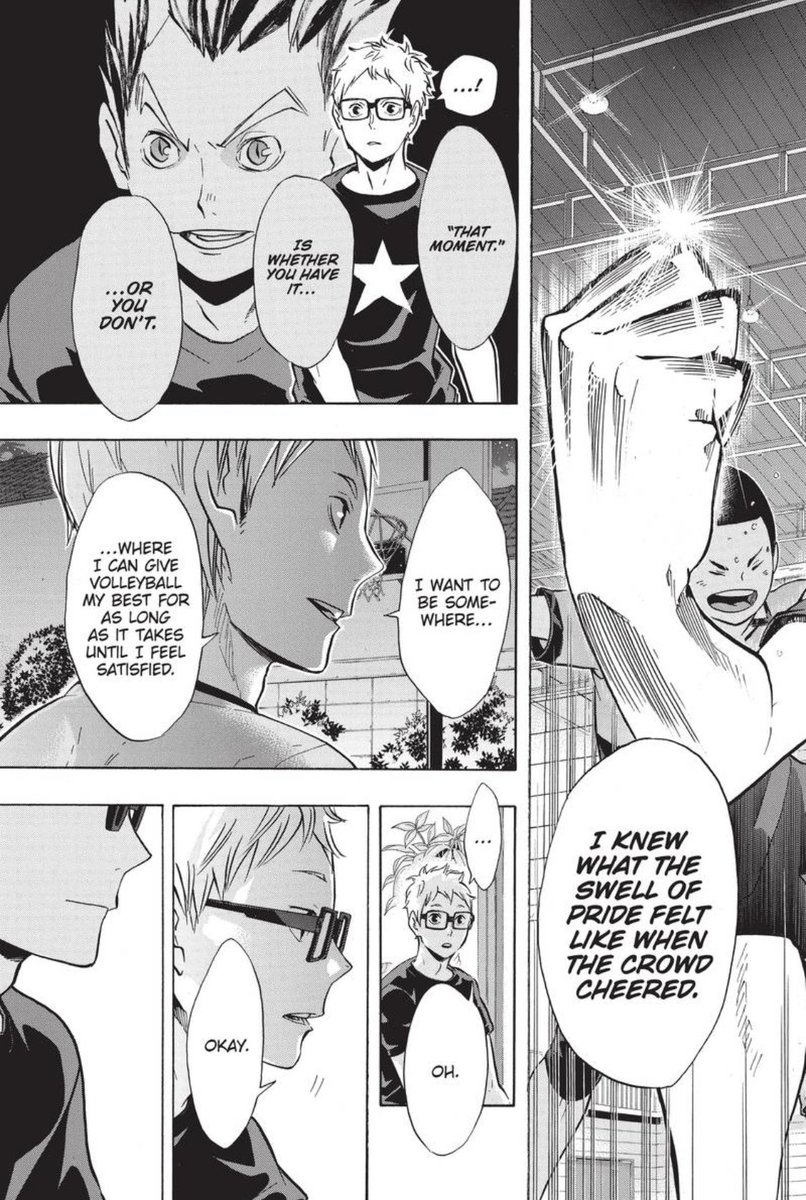 in the end i think tsukki really had to forgive himself more than his brother  but when he sees that aki still loves the feeling & joy of playing volleyball, he is also finally able to open himself back up to feeling his Moment too