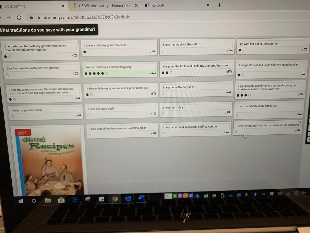 4thgrade4ever1's tweet photo. Using @dotstorming to share traditions we have with our grandmothers to introduce Nonna’s Recipes @BCPS_ELA #dotstorm #greatEngagement https://t.co/02SW59xZri
