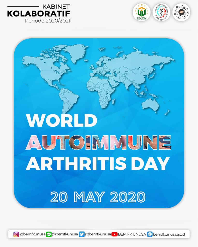 BemFkUnusa's tweet photo. [ Hari Autoimmune Arthritis Dunia ]

Hari Autoimmune Arthritis Dunia dirayakan setiap tahun pada tanggal 20 Mei dengan tjuan meningkatkan kesadaran tentang penyakit Autoimun Arthritis

#HIKreatif
#BEMFKUNUSA
#KabinetKolaboratif
#FKUNUSA
#UNUSA https://t.co/If3R1UL6el