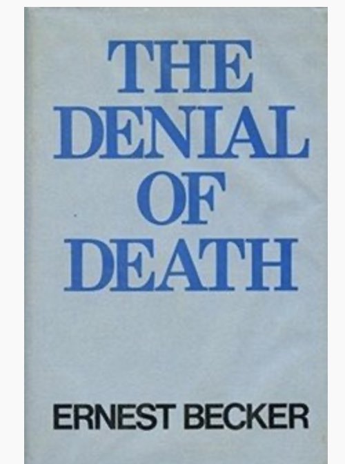 I still like this book. Anyone else?  @KevinMKruse? Becker’s 70s argument is that we’re all engaged in “immortality projects”—building legacies, having babies, Botox, marathons. Some of us wear masks & read stats to keep death at bay; others tell themselves death is a hoax.