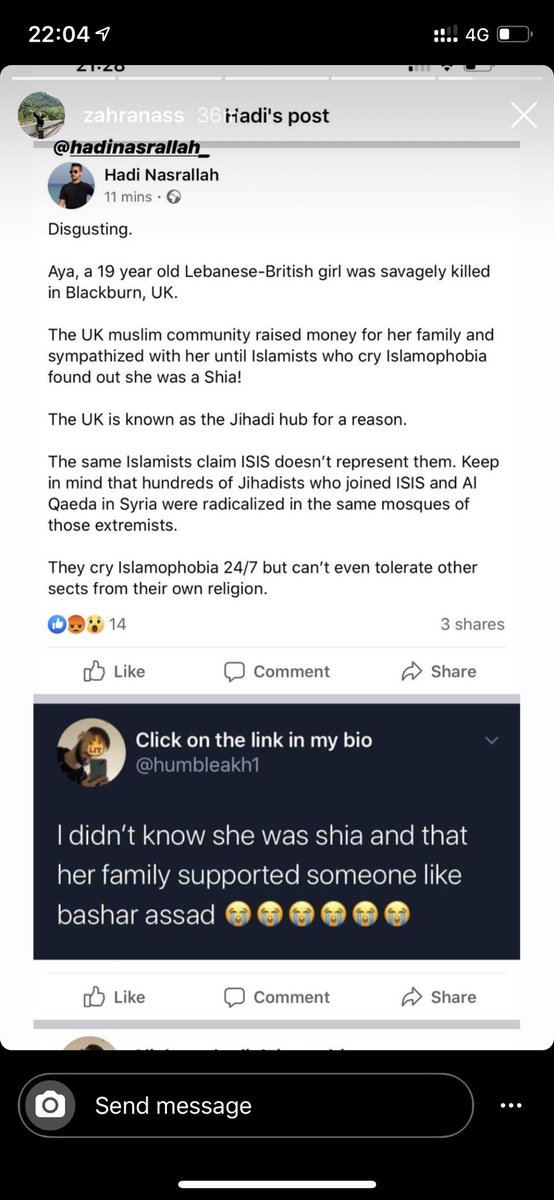 <a href="/humbleakh1/">akh</a> Ima just leave it here. Only God can judge, but the wording is absolutely wrong on so many levels. When Muslims need to come together more than ever, its unfortunate other sects are not just ridiculed but killed for their beliefs. Not necessarily talking about Aya here but others