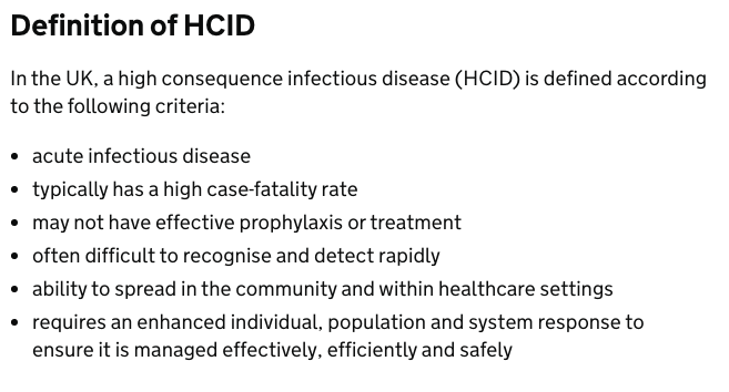 The threat level was downgraded because of 'information available about mortality rates (low overall)'The guidance hasn't been updated since March 21. 55,000 deaths later it still doesn't fit the category of a 'high consequence infectious disease'. Definition below