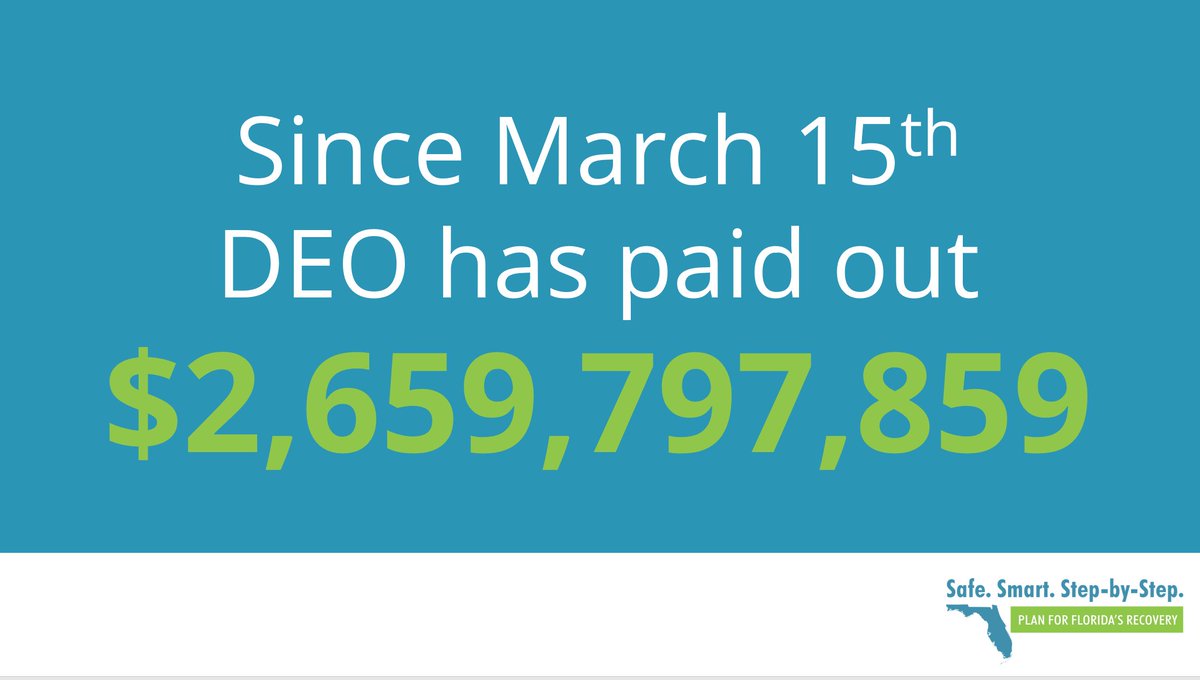Since March 15th,  @FLDEO has paid out over $2.6 billion in reemployment assistance to Floridians.