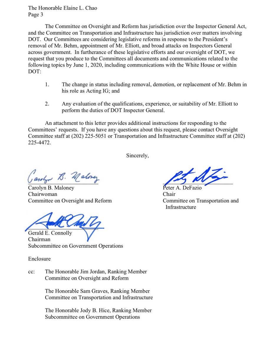 .  @SecElaineChao Let’s chat abt the recent Fed Court Order re Pipelines?“assault on the integrity & independence of Inspectors General...an intentional campaign to undermine their ability to expose corruption and protect taxpayer dollars from waste, fraud, and abuse.”