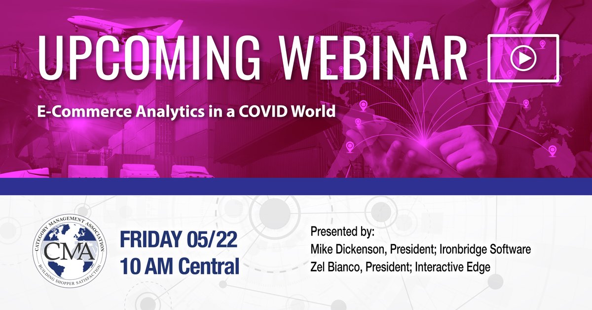CatManNews's tweet image. COVID-19 has made #eCommerce more important than ever. Join us Friday 5/22 at 10A for a webinar with @InteractiveEdge and Ironbridge Software @bridgingdata where we’ll dive into competitive web promotion. Register now: bit.ly/3bJQZEg
#CategoryManagement #Retail #CPG