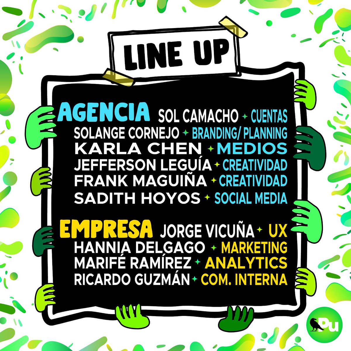 publipucp's tweet photo. [EVENTO] ⚠️

PubliPUCP💚 

Conoce a nuestros Rockstars de agencia!!! 

Y tú, ¿eres #TeamAgencia? 😜🤟
13.06.20

#PubliPUCP #EVENTO #TOPSecret #AdivinaAdivinador #LineUp #teamagencia https://t.co/suojiNCxVh