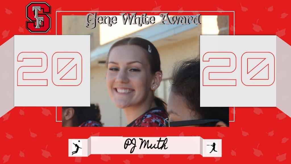 TFSo_Athletics's tweet photo. Congratulations to @softballTF and tfs_gvolleyball team member PJ Muth @pammyhammy on the 19-20 Gene White Award. PJ will continue her playing career next year at Prairie State. The award is given in honor of TFS alum Gene White who gave his life in Vietnam. 
 @TFSouthTweets https://t.co/GXCUGD91QT