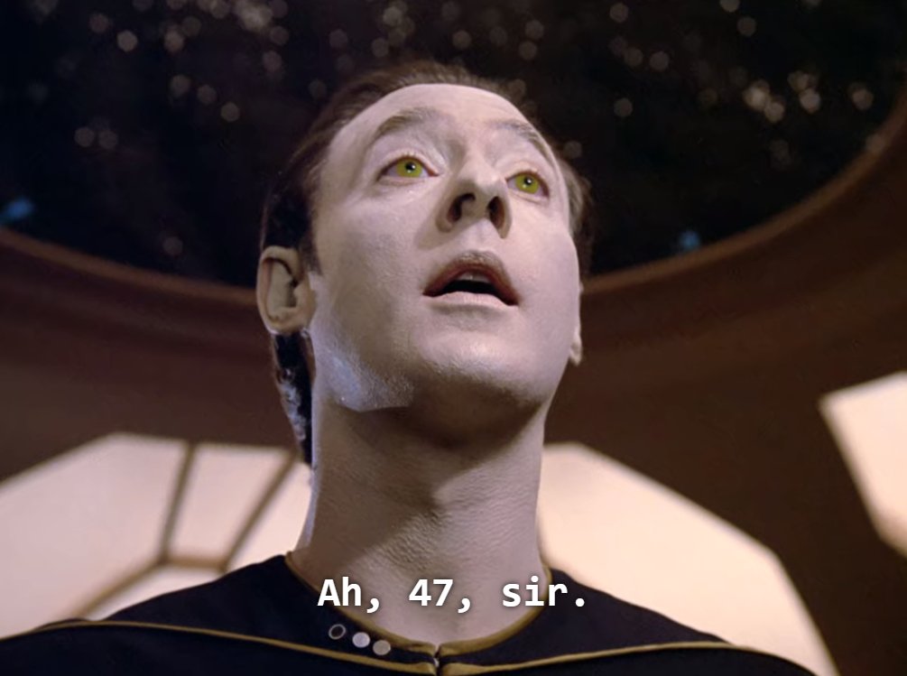 I'm starting a thread of Star Trek screenshots containing '47'. If you have any feel free to share!