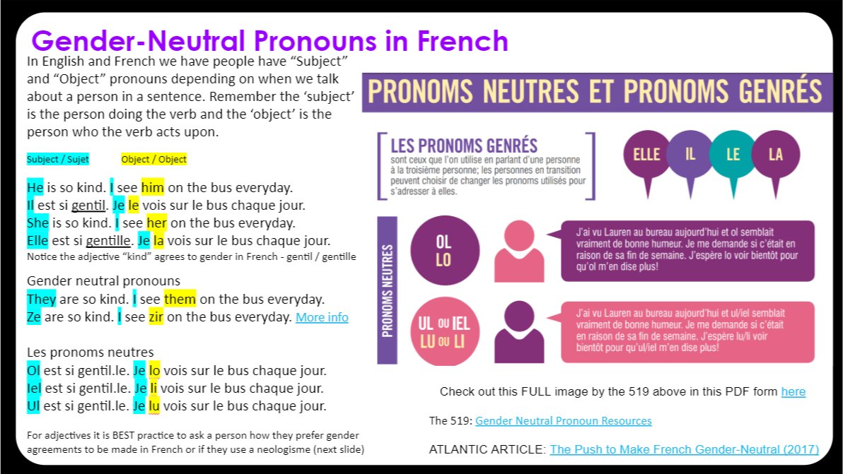Learning about using inclusive vocabulary and gender neutral pronouns this week!   Really appreciate the learning I've been doing with <a href="/JaredBoland/">Jared Boland</a> that's made it possible for me to do this lesson! <a href="/The519/">The 519</a> -thanks for publishing the amazing graphic!#onted @ClimatePeel @2SLGBTQERG