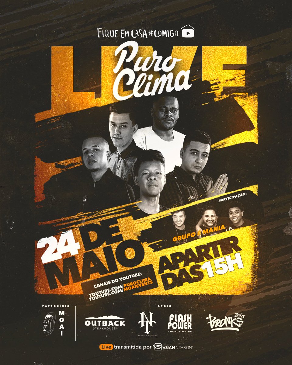 Puroclima's tweet photo. Avisem pra geral que DOMINGO 24/05 tem #LiveDoPuroClima no YouTube 🚨 https://t.co/xU6Vo96Nkm