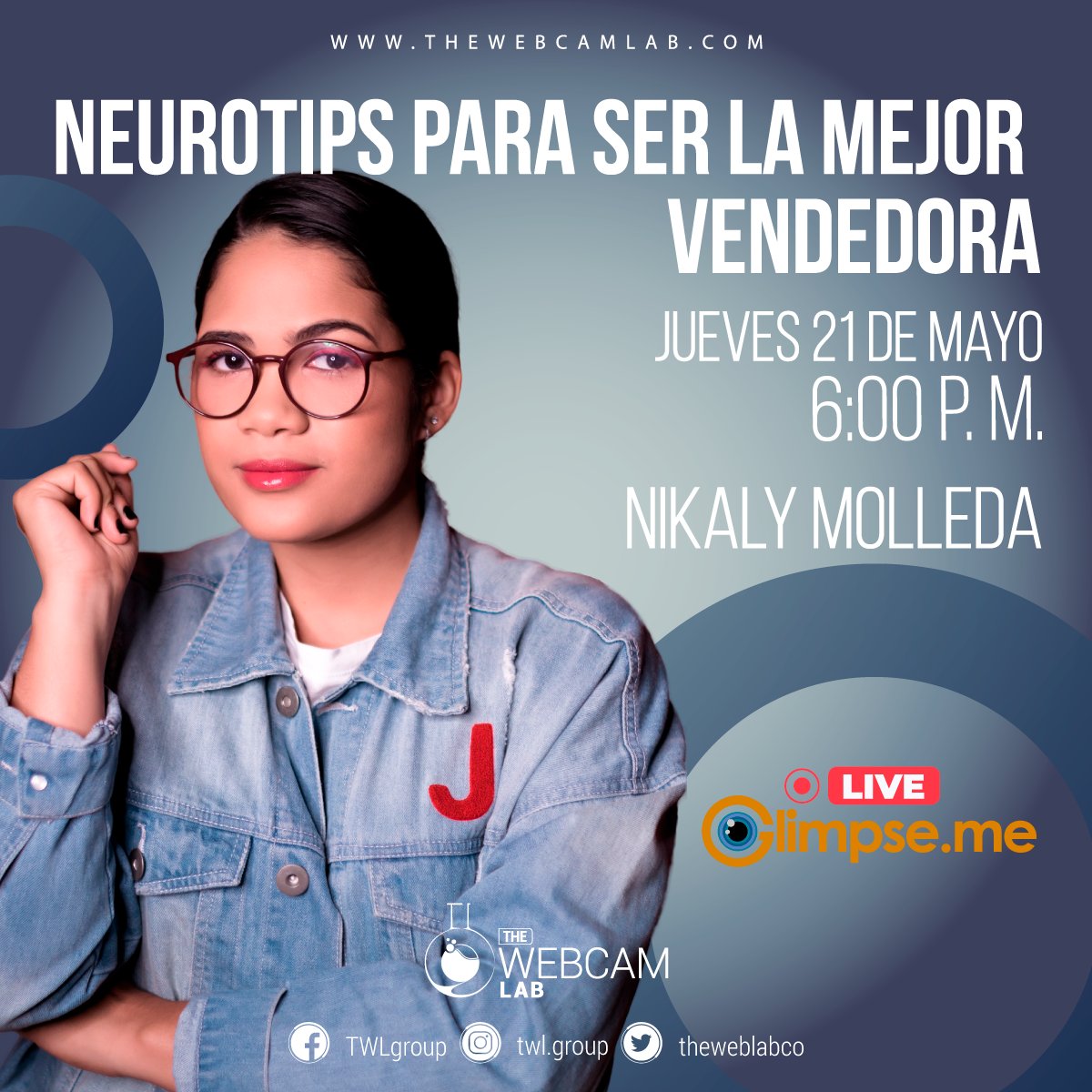 theweblabco's tweet photo. ¡Aprende el secreto de vender! Actualízate en técnicas de venta enfocados a la industria, estos tips sabemos que marcaran la diferencia.
.
Te esperamos este jueves 21 de mayo a las 6:00 p.m por nuestra cuenta de @Glimpse https://t.co/eUaYjDofPI☝
.
#TWLab #TheWebCamLab https://t.co/zn0PpxDBs4