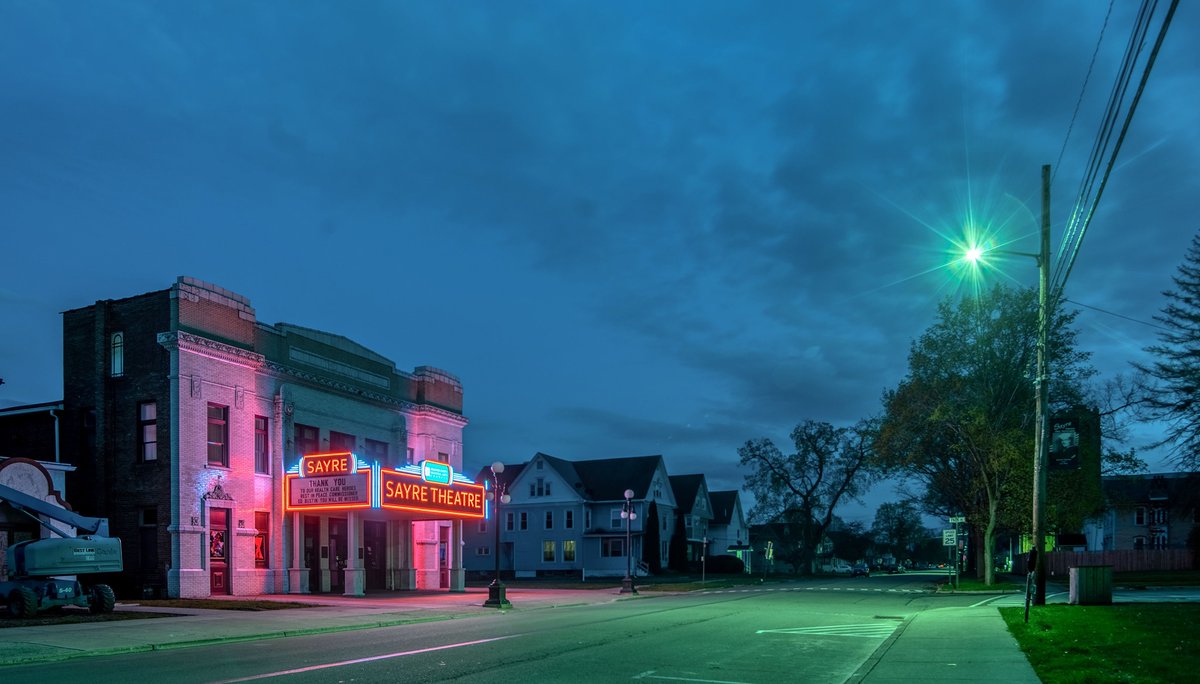 BCRAC& #39;s Sayre Theatre + Keystone Theatre – Towanda, PA @BradCoArts has kept the Sayre’s marquee lit as a beacon of hope during this crisis, while the Keystone’s has been used to commemorate graduation and other community milestones.Support:  https://www.bcrac.org/donate/&q... class=