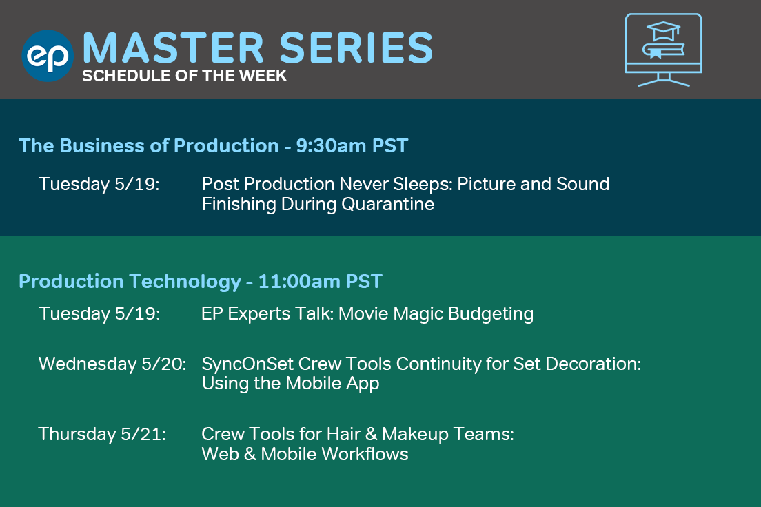 EntPartners's tweet photo. Hi everyone! Here are the free #webinars we are offering this week, please join us! To register, click here: https://t.co/wy9tzmrdT4
#OnlineCourses #PoweredByEP #FilmIndustry #Knowledge #Schedule https://t.co/A6ZMmnI62u