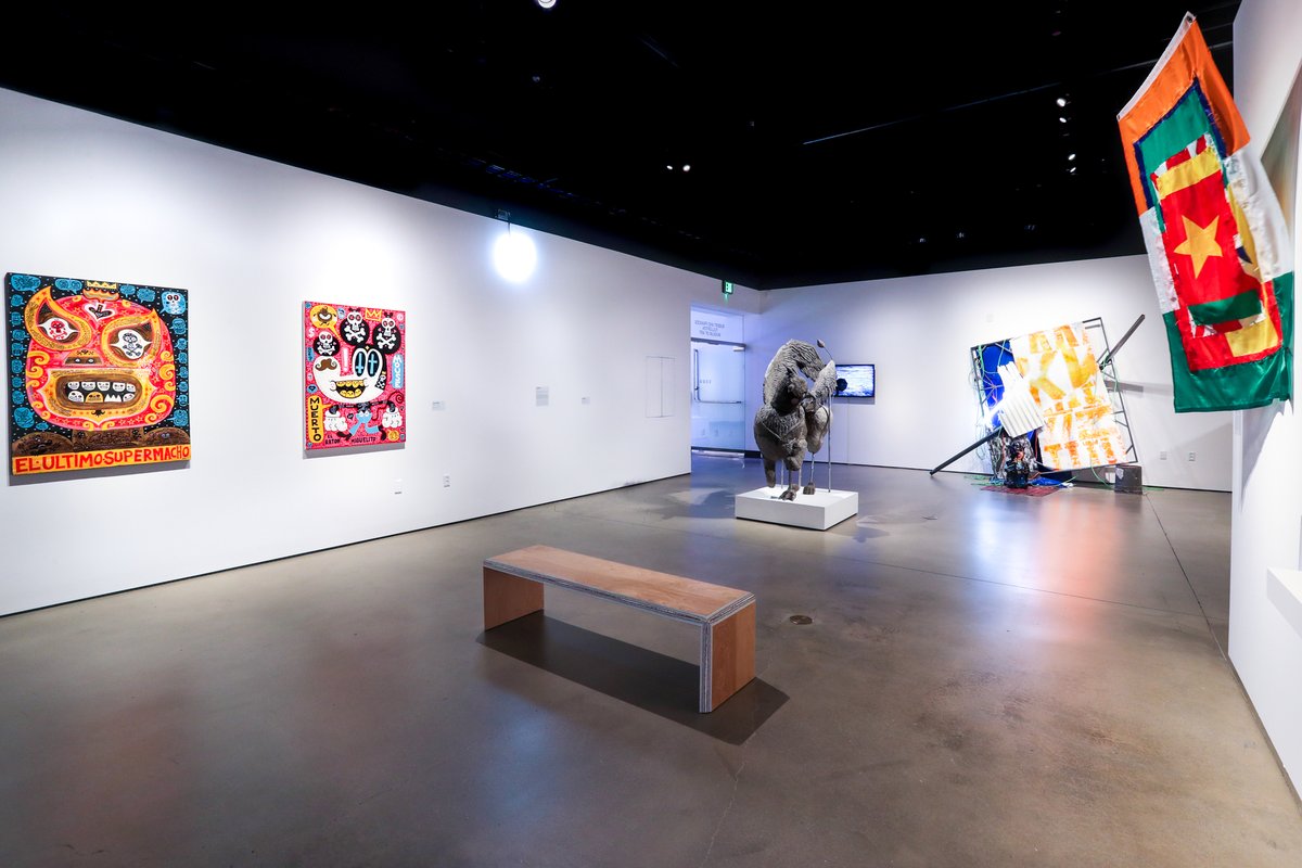RAFFMAcsusb's tweet photo. Continuing the celebration for International Museum Week, here is "Calafia: Manifesting the Terrestrial Paradise" from 2018. This exhibition featured the work of artists from diverse regions spanning the US - Mexico border.
Photos by Robert Whitehead/CSUSB
#RAFFMA #RAFFMACSUSB https://t.co/O9T55jlvSn